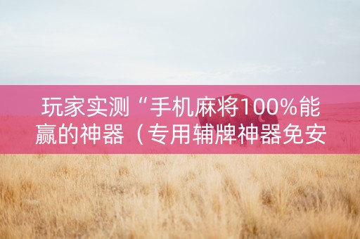 玩家实测“手机麻将100%能赢的神器（专用辅牌神器免安装）