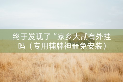 终于发现了“家乡大贰有外挂吗（专用辅牌神器免安装）