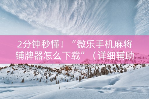 2分钟秒懂！“微乐手机麻将铺牌器怎么下载”（详细辅助教程）-哔哩哔哩