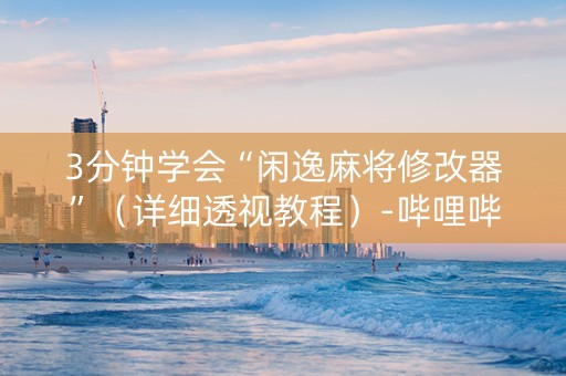 3分钟学会“闲逸麻将修改器”（详细透视教程）-哔哩哔哩