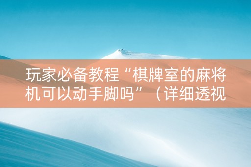 玩家必备教程“棋牌室的麻将机可以动手脚吗”（详细透视教程）-哔哩哔哩