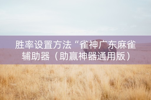 胜率设置方法“雀神广东麻雀辅助器（助赢神器通用版）