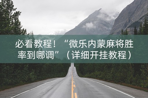 必看教程！“微乐内蒙麻将胜率到哪调”（详细开挂教程）-哔哩哔哩