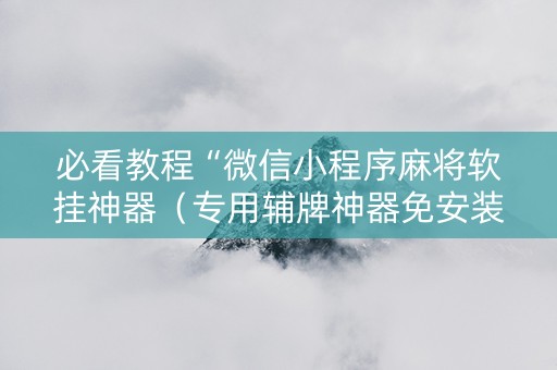 必看教程“微信小程序麻将软挂神器（专用辅牌神器免安装）