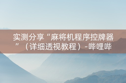 实测分享“麻将机程序控牌器”（详细透视教程）-哔哩哔哩