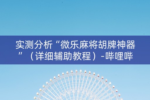 实测分析“微乐麻将胡牌神器”（详细辅助教程）-哔哩哔哩