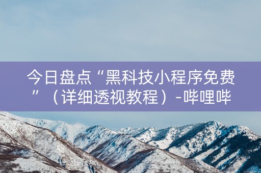 今日盘点“黑科技小程序免费”（详细透视教程）-哔哩哔哩