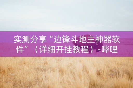 实测分享“边锋斗地主神器软件”（详细开挂教程）-哔哩哔哩