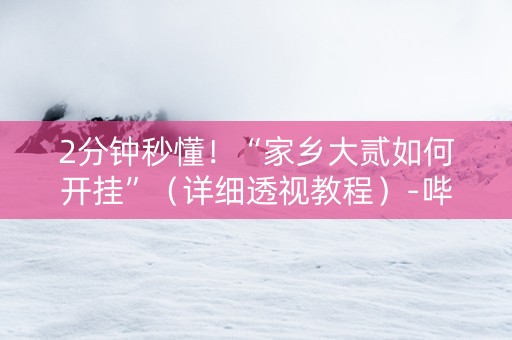 2分钟秒懂！“家乡大贰如何开挂”（详细透视教程）-哔哩哔哩