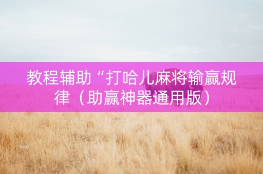 教程辅助“打哈儿麻将输赢规律（助赢神器通用版）
