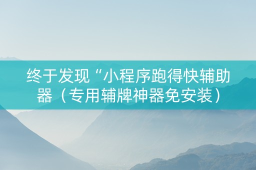 终于发现“小程序跑得快辅助器（专用辅牌神器免安装）