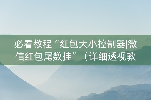 必看教程“红包大小控制器|微信红包尾数挂”（详细透视教程）-哔哩哔哩