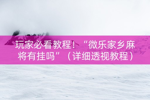 玩家必看教程！“微乐家乡麻将有挂吗”（详细透视教程）-哔哩哔哩