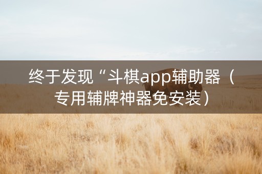终于发现“斗棋app辅助器（专用辅牌神器免安装）