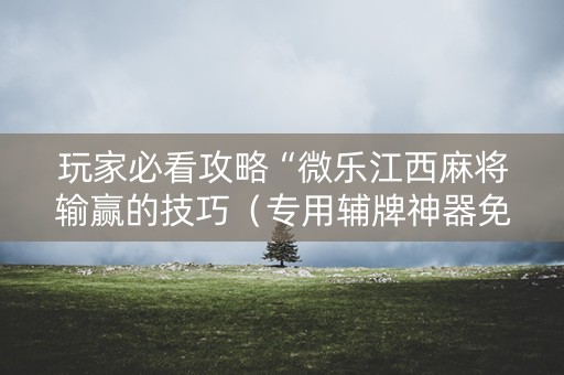 玩家必看攻略“微乐江西麻将输赢的技巧（专用辅牌神器免安装）