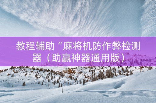 教程辅助“麻将机防作弊检测器（助赢神器通用版）
