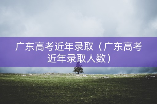 广东高考近年录取（广东高考近年录取人数）
