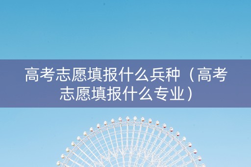 高考志愿填报什么兵种（高考志愿填报什么专业）
