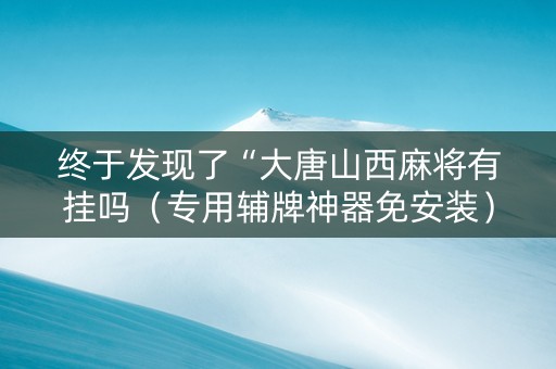 终于发现了“大唐山西麻将有挂吗（专用辅牌神器免安装）