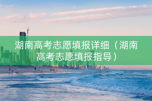湖南高考志愿填报详细（湖南高考志愿填报指导）