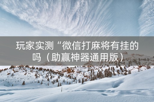 玩家实测“微信打麻将有挂的吗（助赢神器通用版）