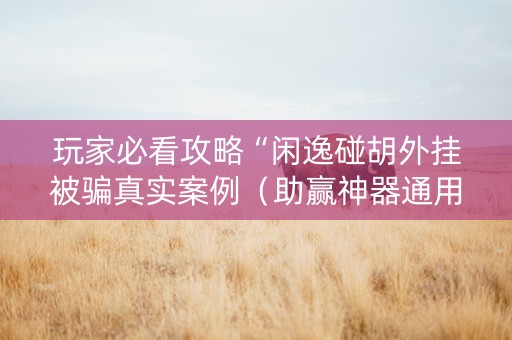 玩家必看攻略“闲逸碰胡外挂被骗真实案例（助赢神器通用版）