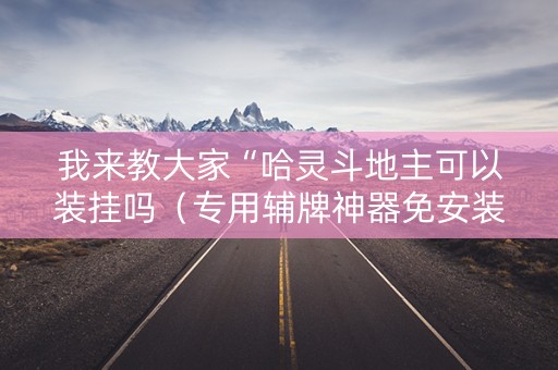 我来教大家“哈灵斗地主可以装挂吗（专用辅牌神器免安装）