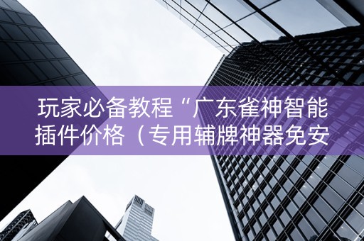 玩家必备教程“广东雀神智能插件价格（专用辅牌神器免安装）
