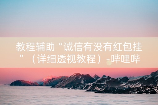 教程辅助“诚信有没有红包挂”（详细透视教程）-哔哩哔哩