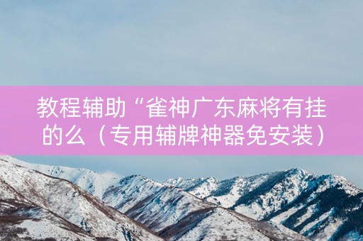 教程辅助“雀神广东麻将有挂的么（专用辅牌神器免安装）