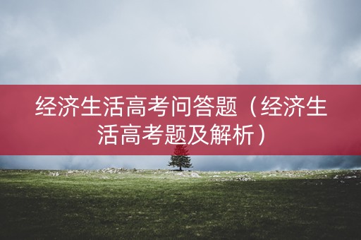经济生活高考问答题（经济生活高考题及解析）
