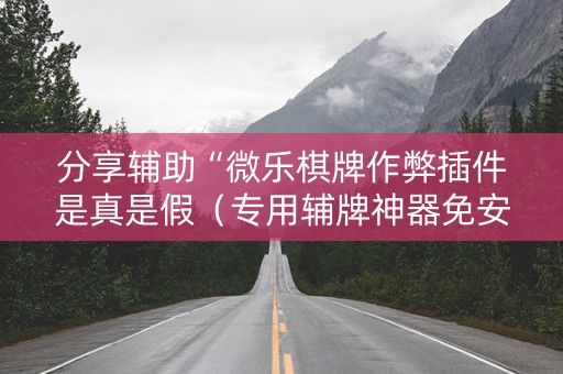 分享辅助“微乐棋牌作弊插件是真是假（专用辅牌神器免安装）