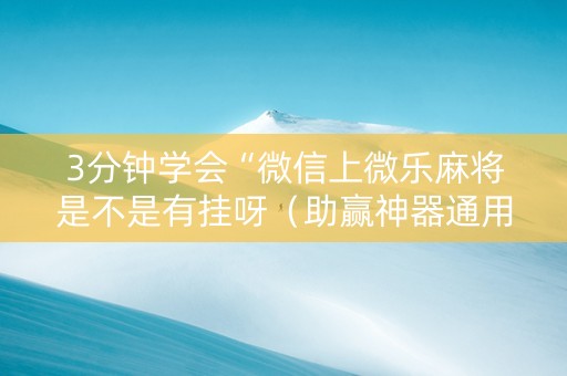 3分钟学会“微信上微乐麻将是不是有挂呀（助赢神器通用版）