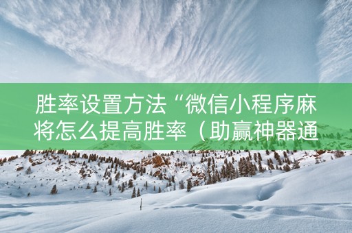 胜率设置方法“微信小程序麻将怎么提高胜率（助赢神器通用版）