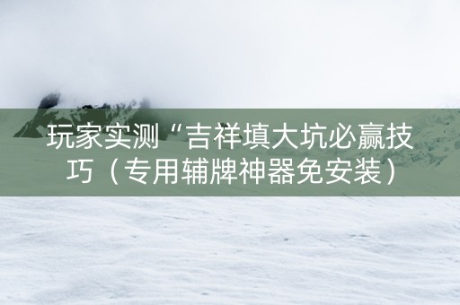 玩家实测“吉祥填大坑必赢技巧（专用辅牌神器免安装）