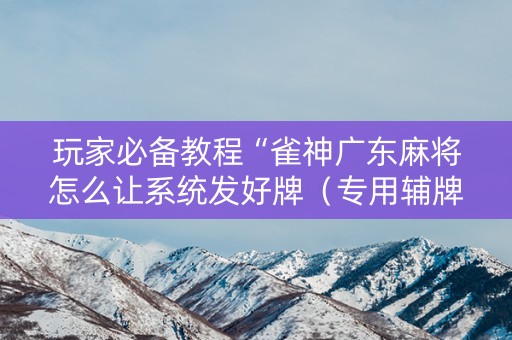 玩家必备教程“雀神广东麻将怎么让系统发好牌（专用辅牌神器免安装）