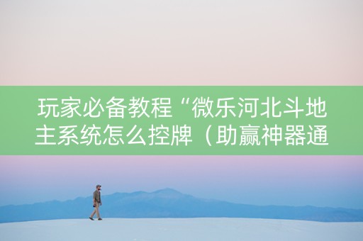 玩家必备教程“微乐河北斗地主系统怎么控牌（助赢神器通用版）