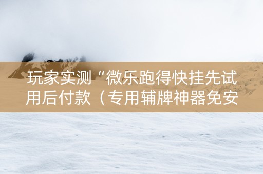 玩家实测“微乐跑得快挂先试用后付款（专用辅牌神器免安装）