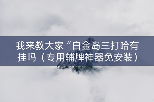 我来教大家“白金岛三打哈有挂吗（专用辅牌神器免安装）