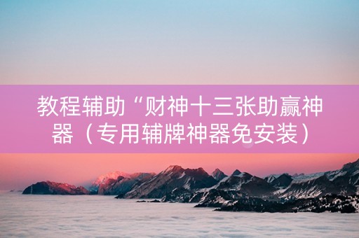教程辅助“财神十三张助赢神器（专用辅牌神器免安装）