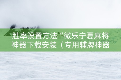 胜率设置方法“微乐宁夏麻将神器下载安装（专用辅牌神器免安装）