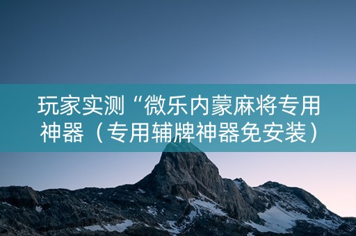 玩家实测“微乐内蒙麻将专用神器（专用辅牌神器免安装）