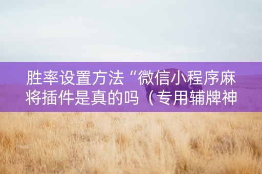 胜率设置方法“微信小程序麻将插件是真的吗（专用辅牌神器免安装）