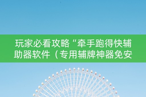 玩家必看攻略“牵手跑得快辅助器软件（专用辅牌神器免安装）
