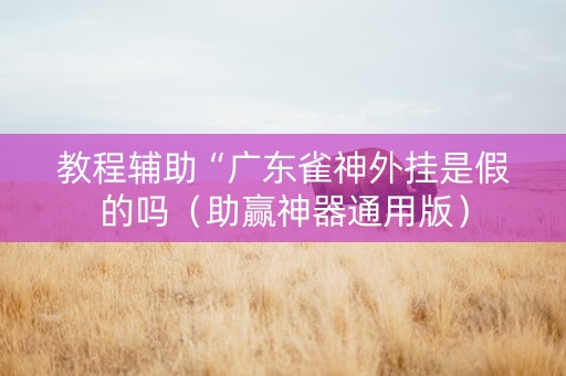 教程辅助“广东雀神外挂是假的吗（助赢神器通用版）