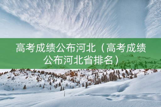 高考成绩公布河北（高考成绩公布河北省排名）