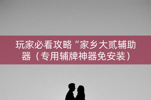 玩家必看攻略“家乡大贰辅助器（专用辅牌神器免安装）