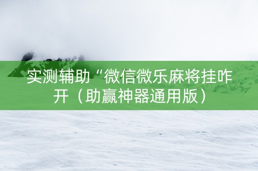实测辅助“微信微乐麻将挂咋开（助赢神器通用版）