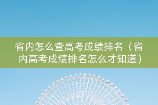 省内怎么查高考成绩排名（省内高考成绩排名怎么才知道）