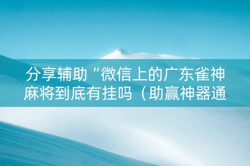 分享辅助“微信上的广东雀神麻将到底有挂吗（助赢神器通用版）